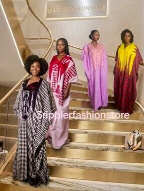 Assorted Women's Kaftans in Checkered, Red, Pink & Yellow